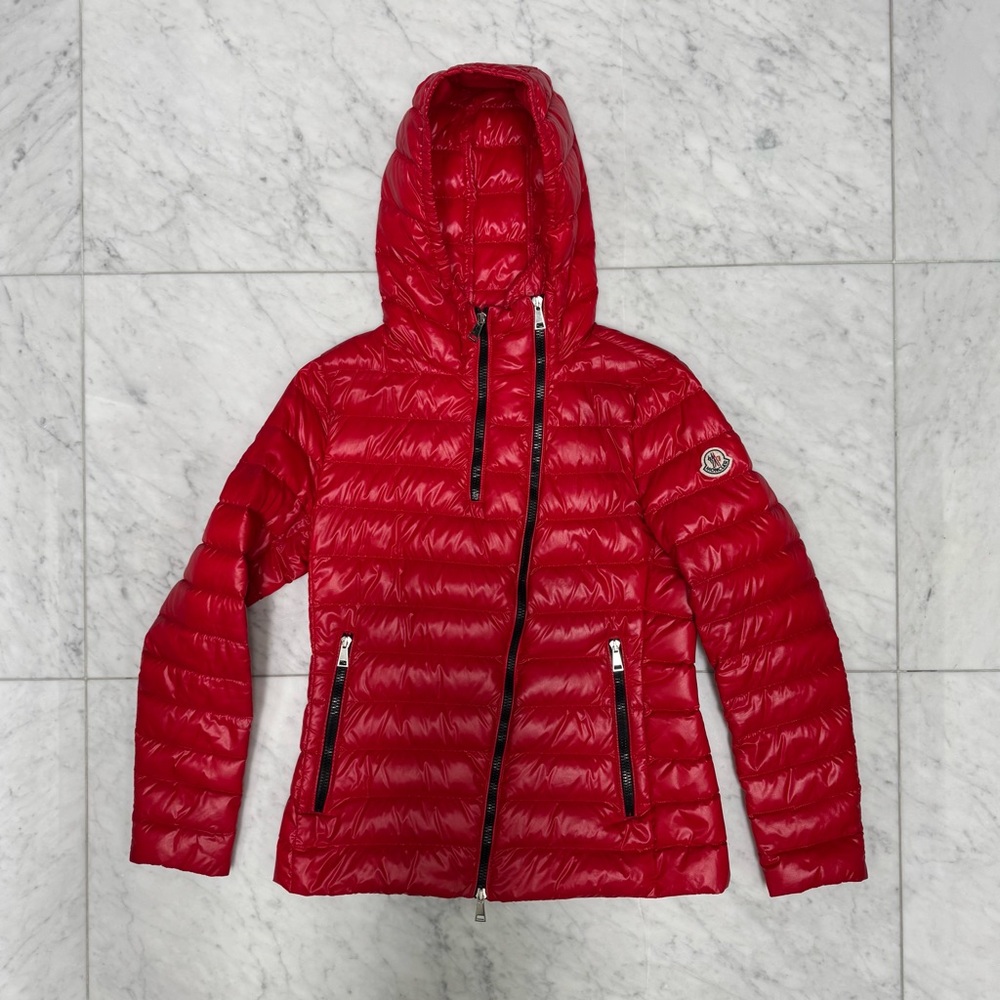 Moncler Red Hooded Lightweight Down Jacket – Size 3 (Medium)